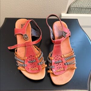 PIKOLINOS Red and Orange Leather Sandals